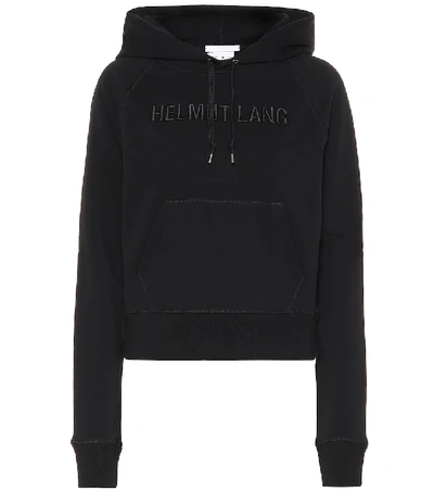 Shop Helmut Lang Logo Cotton Hoodie In Black