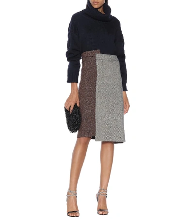 Shop Monse Wool And Silk-blend Skirt In Multicoloured