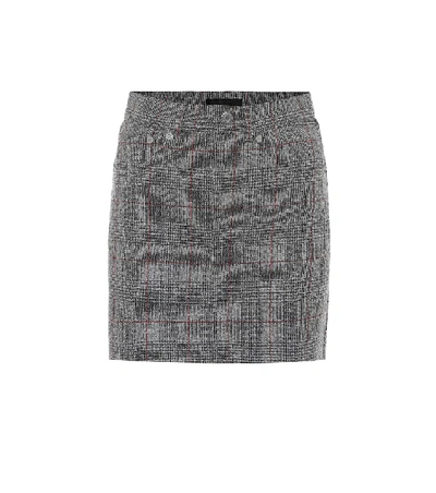 Shop Helmut Lang Prince Of Wales Checked Wool Skirt In Grey