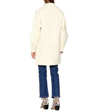 Shop Chloé Cable-knit Wool-blend Cardigan In White