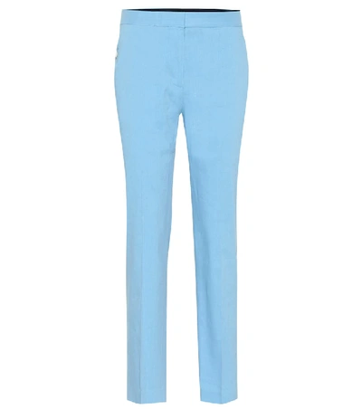 Shop Rag & Bone Poppy Tab Linen-blend Pants In Blue