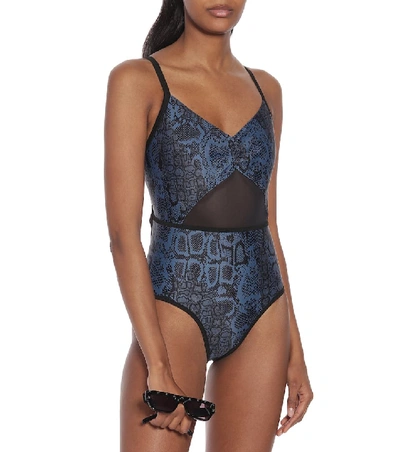 Shop Adidas By Stella Mccartney Primeblue Snake-print Swimsuit In Blue