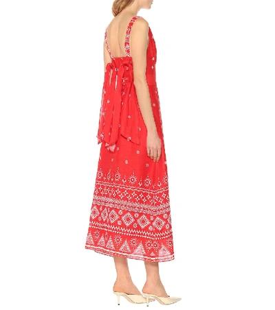 Shop Gül Hürgel Printed Linen Midi Dress In Red