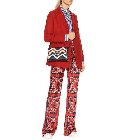 Shop Valentino Mini Bandana Silk Twill Pants In Red
