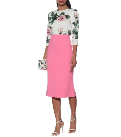 Shop Dolce & Gabbana Cady Midi Pencil Skirt In Pink
