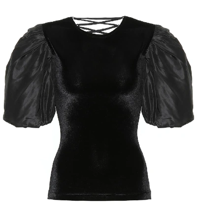 Shop Preen By Thornton Bregazzi Helen Velour And Silk-taffeta Top In Black