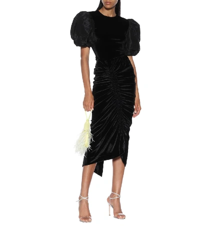 Shop Preen By Thornton Bregazzi Helen Velour And Silk-taffeta Top In Black