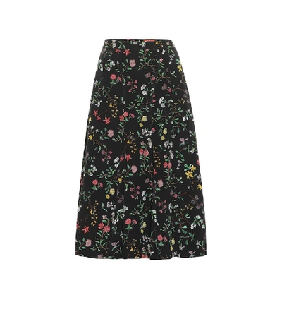 Shop Altuzarra Caroline Floral Silk Skirt In Black