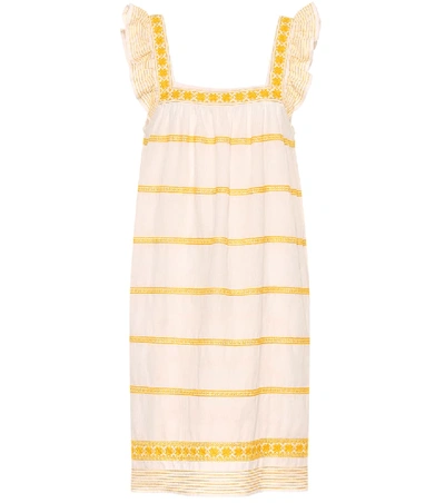 Shop Tory Burch Embroidered Linen And Cotton Dress In White