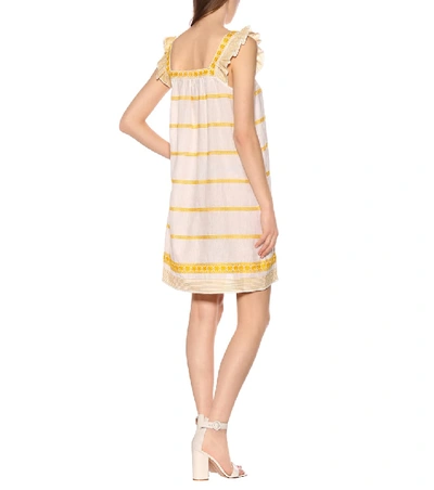 Shop Tory Burch Embroidered Linen And Cotton Dress In White