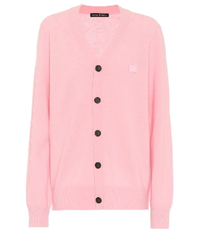 Shop Acne Studios Face Wool Cardigan In Pink