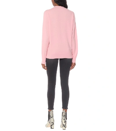 Shop Acne Studios Face Wool Cardigan In Pink