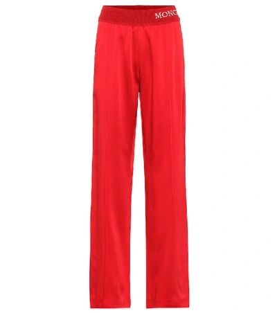 Shop Moncler Logo Intarsia Trackpants In Red