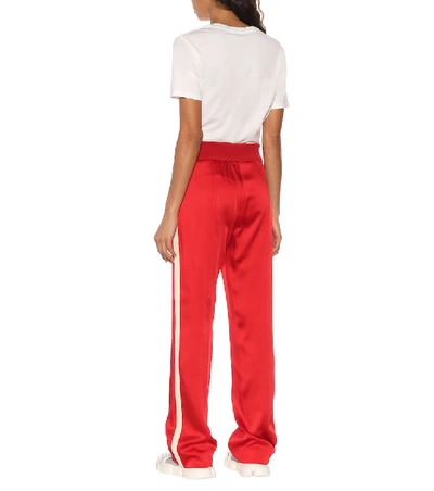 Shop Moncler Logo Intarsia Trackpants In Red