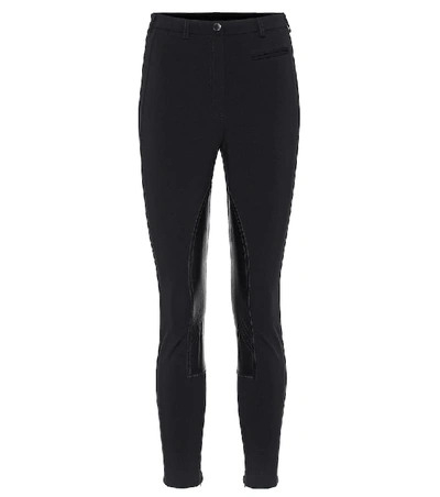 Shop Burberry Leather-trimmed Leggings In Black