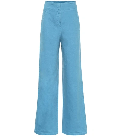 Shop Tibi High-rise Wide-leg Jeans In Blue