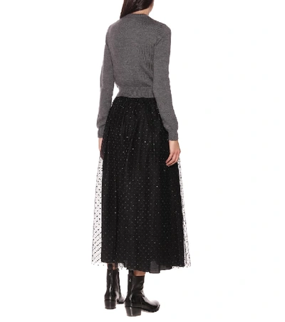 Shop Red Valentino Redvalentino Dotted Tulle Midi Skirt In Black