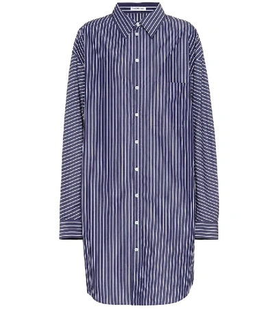 Shop Balenciaga Oversized Striped Cotton Shirt Dress In Blue