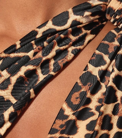 Shop Saint Laurent Leopard-print One-shoulder Swimsuit In Multicoloured