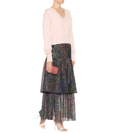 Shop Chloé Ruffled Cotton And Silk Skirt In Multicoloured