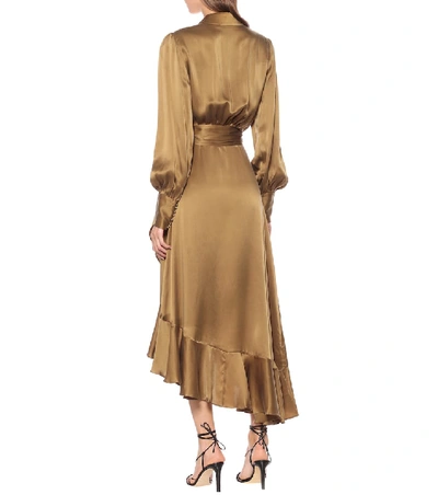 Shop Zimmermann Super Eight Silk-satin Wrap Dress In Gold