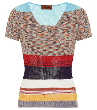 Shop Missoni Striped Knit T-shirt In Multicoloured