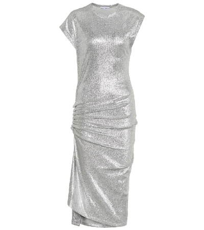 Shop Paco Rabanne Metallic Jersey Dress In Silver