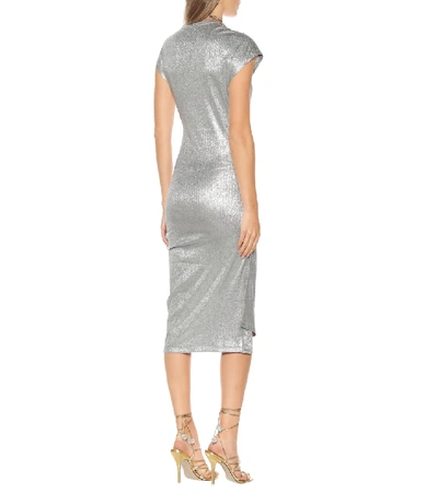 Rabanne Asymmetric Ruched Stretch-lurex Dress In Silver