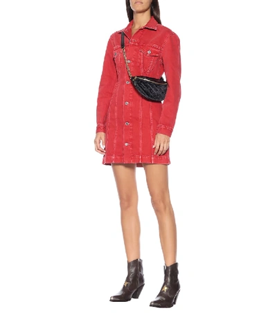 Shop Helmut Lang Trucker Denim Dress In Red