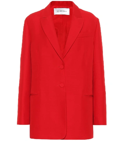 Shop Valentino Cady Wool And Silk Blazer In Red