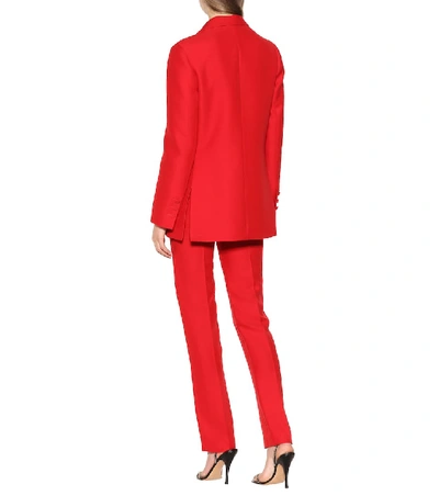 Shop Valentino Cady Wool And Silk Blazer In Red