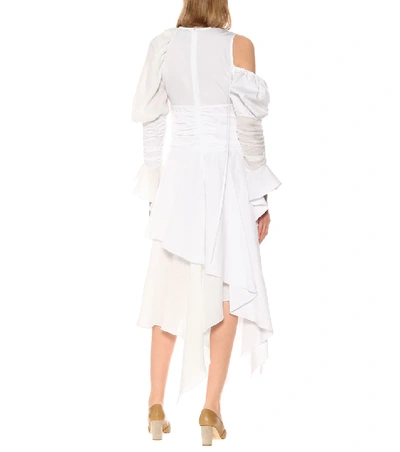 Shop Loewe Gathered Cotton And Linen Dress In White