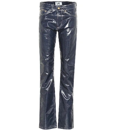 Shop Eytys Cypress Wet Mid-rise Straight Pants In Blue