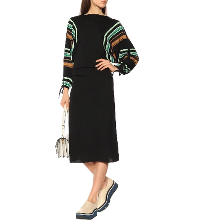 Shop Marni Wool-blend Midi Dress In Black