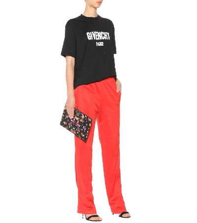 Shop Givenchy Embellished Jersey Trousers In Red
