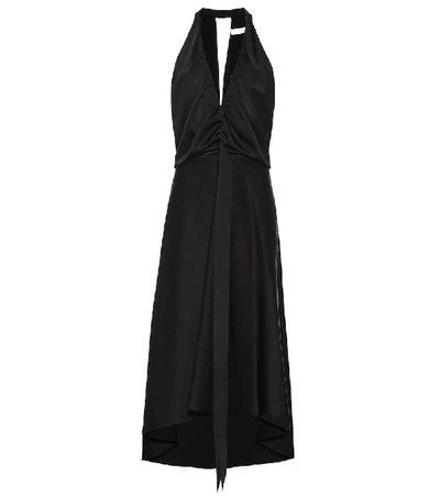 Shop Chloé Satin Midi Dress In Black