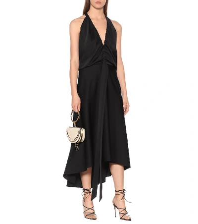 Shop Chloé Satin Midi Dress In Black