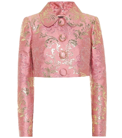 Shop Dolce & Gabbana Brocade Cropped Jacket In Pink