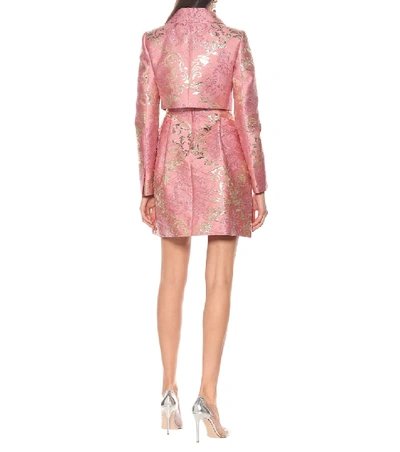 Shop Dolce & Gabbana Brocade Cropped Jacket In Pink