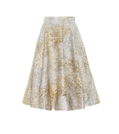 Shop Dolce & Gabbana Metallic Brocade Midi Skirt