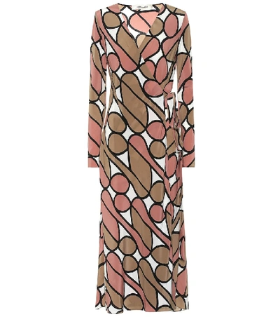 Shop Diane Von Furstenberg Tilly Printed Silk Midi Wrap Dress In Brown