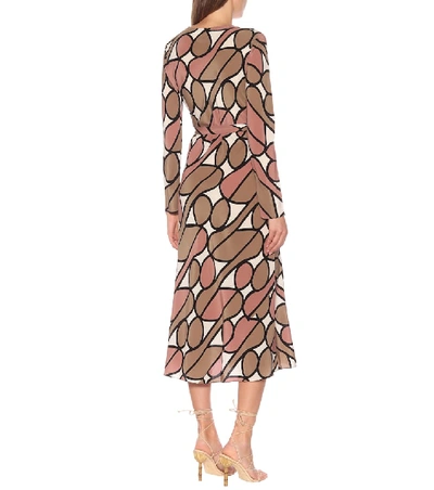 Shop Diane Von Furstenberg Tilly Printed Silk Midi Wrap Dress In Brown