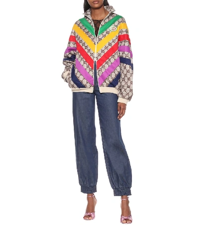 Shop Gucci Gg Supreme Cotton-blend Jacket In Multicoloured