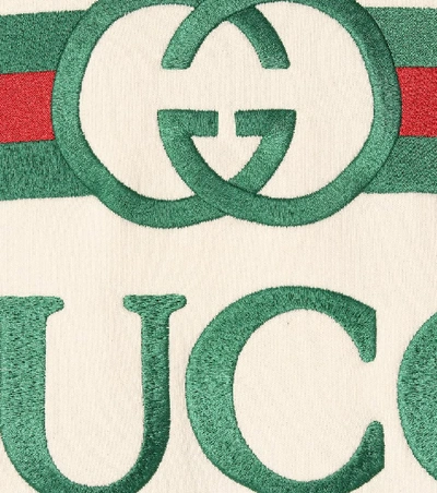 Shop Gucci Oversized Logo Cotton Sweatshirt In White