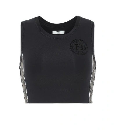 Shop Fendi Logo Crop Top In Black