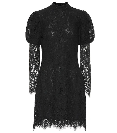 Shop Ganni Lace Minidress In Black