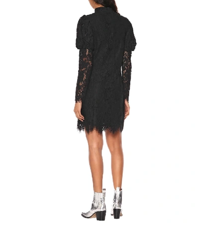 Shop Ganni Lace Minidress In Black