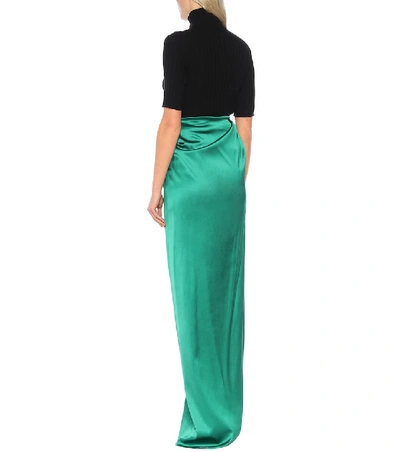 Shop Balenciaga Satin Maxi Wrap Skirt In Green