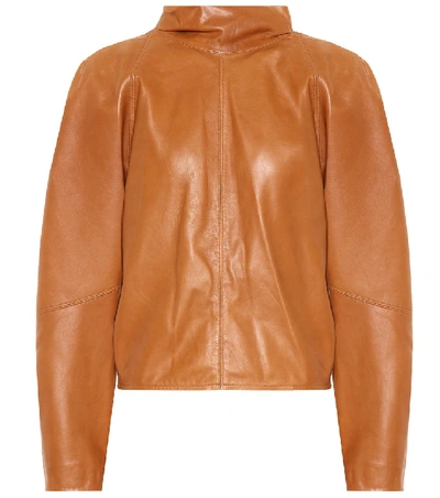 Shop Isabel Marant Caby Leather Blouse In Brown