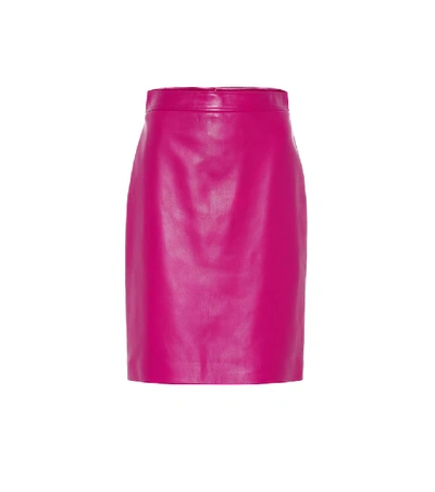 Shop Gucci Leather Pencil Skirt In Pink